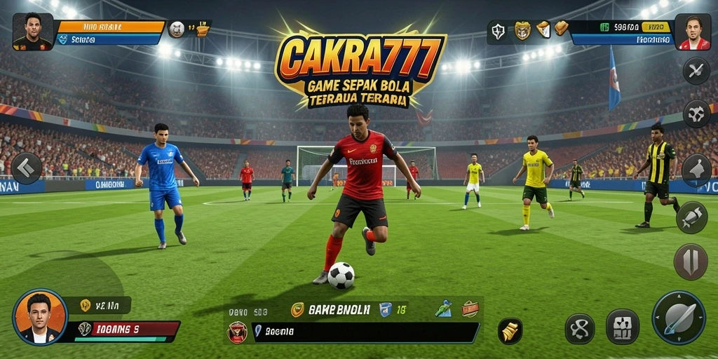 Gameplay seru CAKRA777 dengan aksi sepak bola intens.