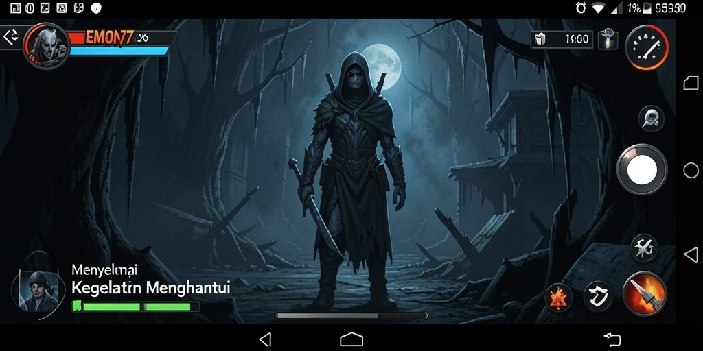 Gameplay EMON77 yang menyeramkan dengan suasana mencekam.