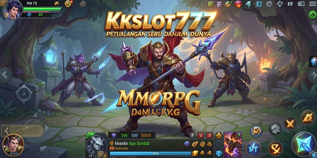 Tangkapan layar gameplay KKSLOT777 yang menunjukkan pertarungan epik dalam MMORPG.