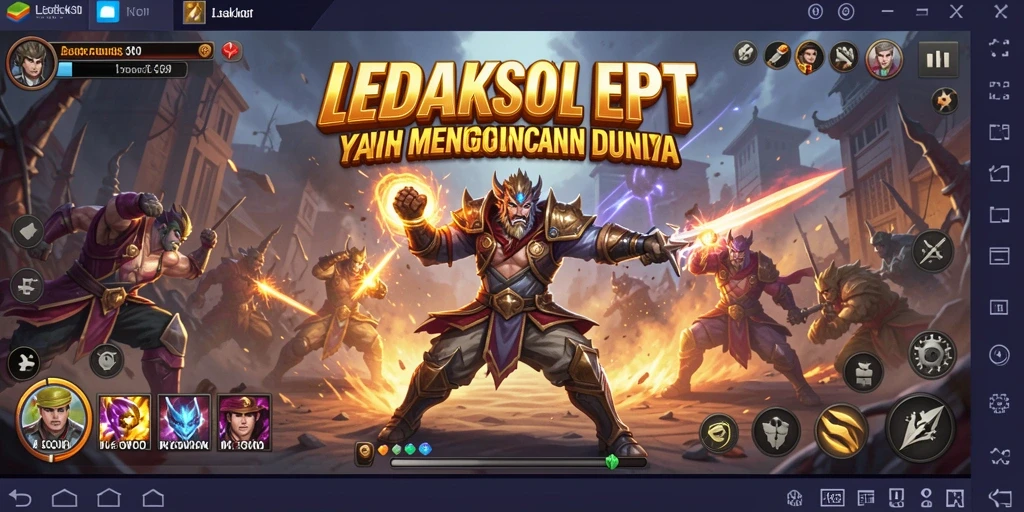 Screenshot gameplay <strong>LEDAKSLOT</strong> menampilkan pertarungan epik yang mendebarkan.
