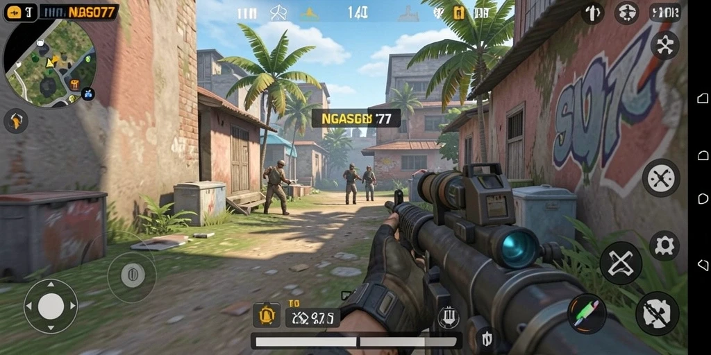 Tampilan gameplay NGASO77 dengan aksi pertempuran yang mendebarkan.