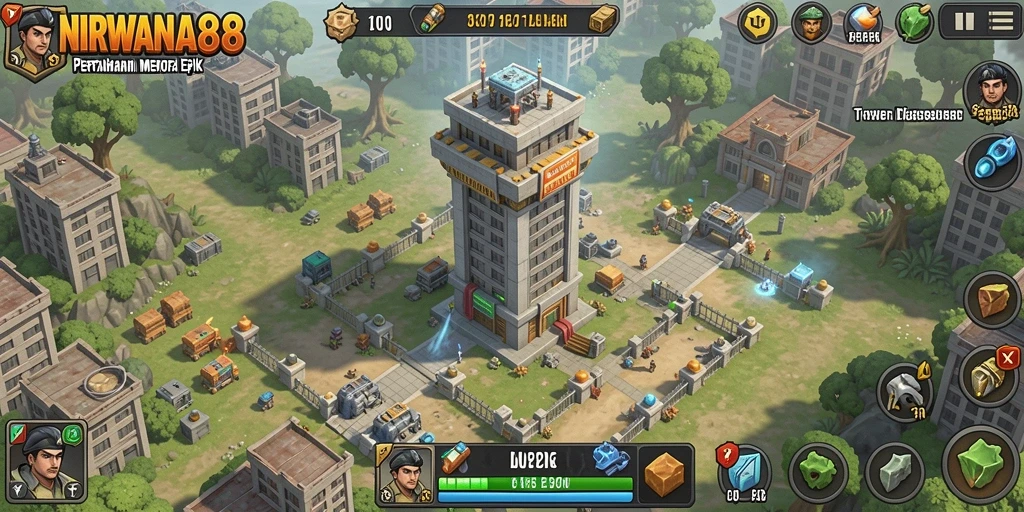 Tampilan menarik dari gameplay Tower Defense NIRWANA88.